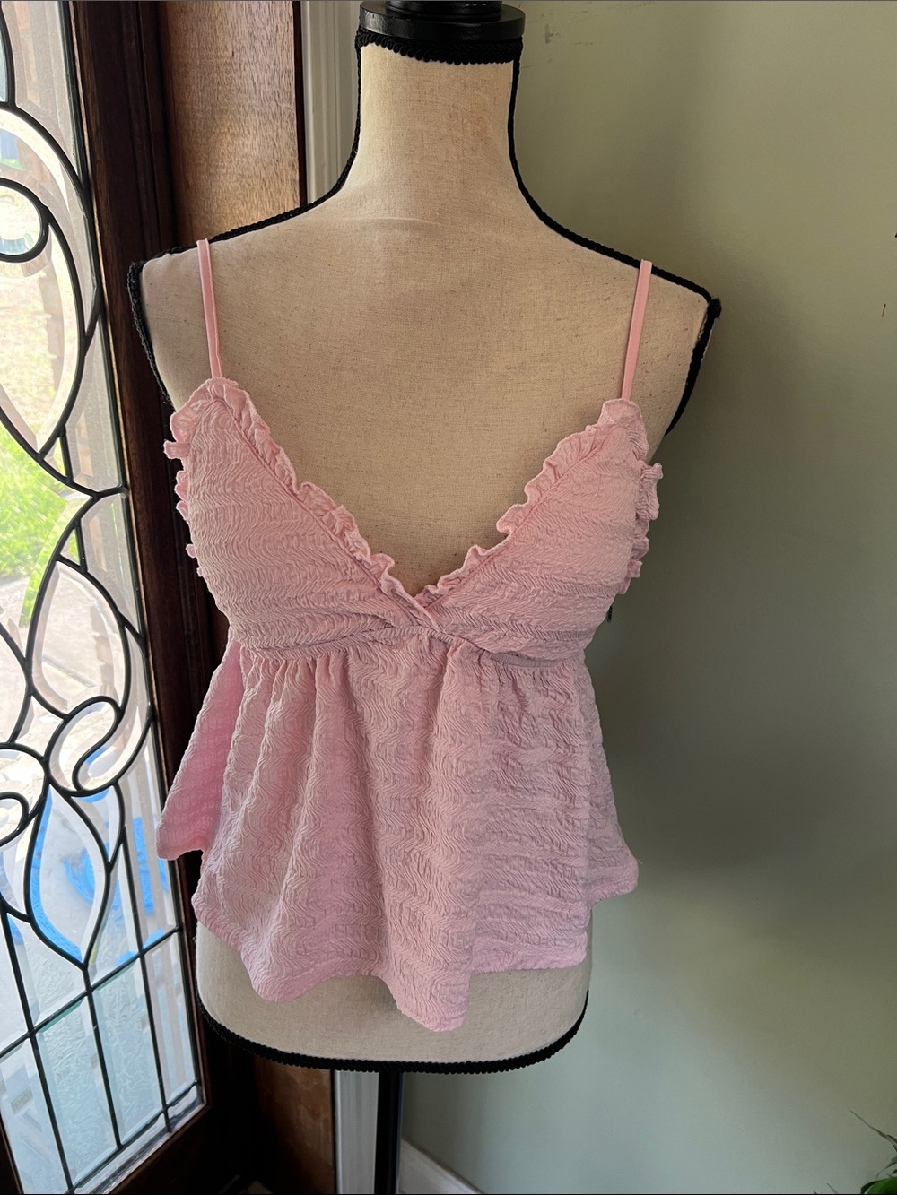 Pink Rose Soft Pink Ruffle Trim Camisole